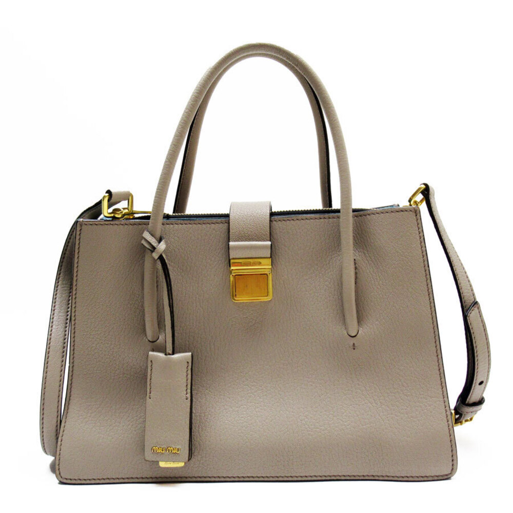 Miu MIu 2way Shoulder Bag Leather Greige - Picture 1 of 5